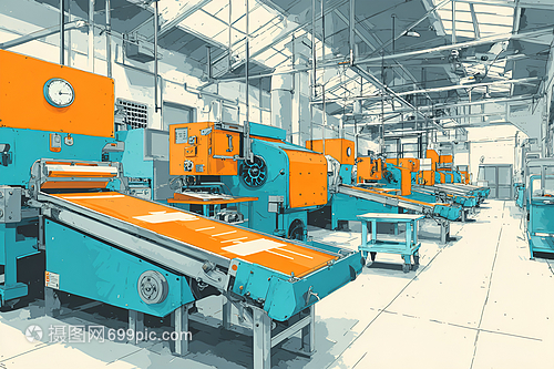 工廠內(nèi)部有多臺大型機(jī)械設(shè)備